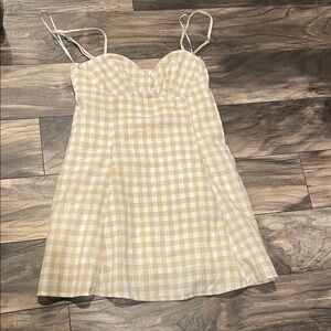 Promesa Beige Checkered Dress